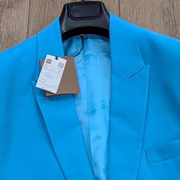 $2590 Mens BURBERRY Wool Tailored Jacket Blazer Bright Opal Blue 54 US 44 - Picture 2 of 10